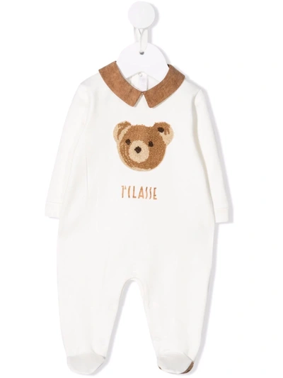 Alviero Martini Babies' Teddy Bear-knit Merino Pajamas In White