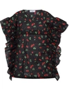 Monnalisa Cherries-print Sleeveless Blouse In Black