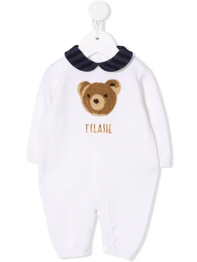 Alviero Martini Babies' Teddy Bear-knit Merino Romper In Neutrals