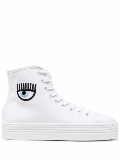 Chiara Ferragni Patch-detail Lace-up Sneakers In White