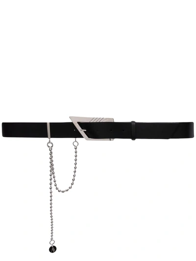 Attico Chain-embellished Leather Belt In Black