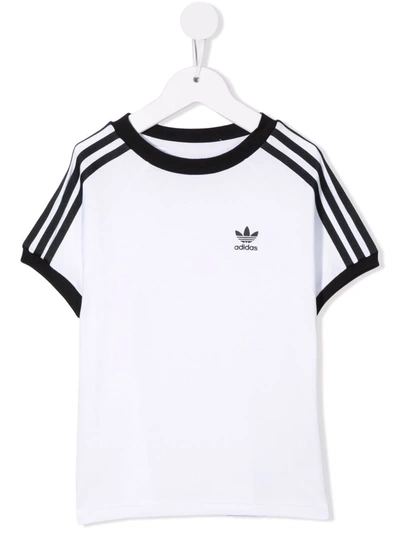 Adidas Originals Kids' Striped-sleeve T-shirt In White