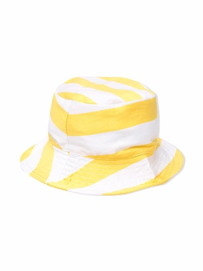 Marques' Almeida Kids' Striped Cotton Bucket Hat In Yellow