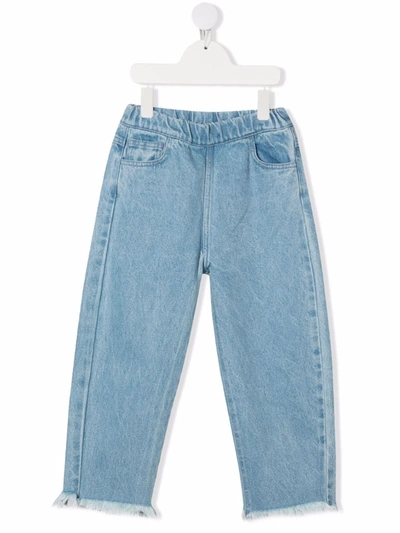 Marques' Almeida Kids' High-waist Tapered Jeans In Baby Blue