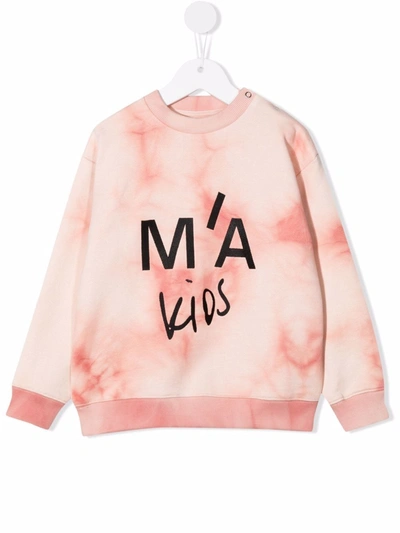 Marques' Almeida Kids' Pink Sweatshirt For Girl With Black Logo