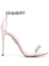 Aquazzura Crystal-embellished Leather Sandals In Neutrals