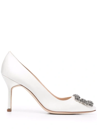 Manolo Blahnik Hangisi Buckle-detail Pumps In Neutrals