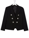 Balmain Logo-button Double-breasted Blazer In Black
