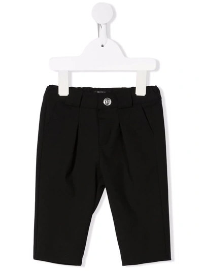 Balmain Babies' Pleat-detail Four-pocket Trousers In Black