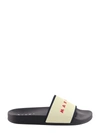 Marni Beige And Black Slippers In Yellow