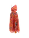 Zimmermann Tropicana Asymmetric Cutout Midi Dress In Pink