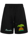Just Don Island Print Shorts In Black