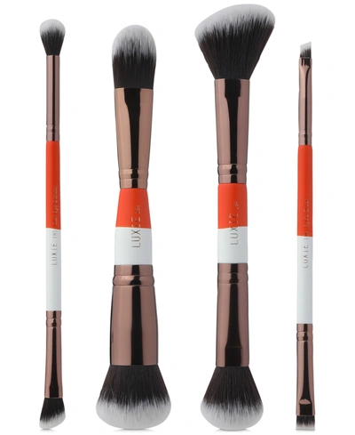 Luxie 4-pc. Dual-ended Travel Brush Set In Orange And White