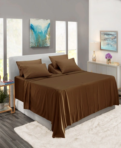 Nestl Bedding Bedding 7 Piece Extra Deep Pocket Bed Sheet Set, King Split In Chocolate Brown