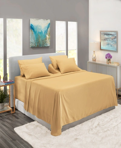 Nestl Bedding Bedding 7 Piece Extra Deep Pocket Bed Sheet Set, King Split In Camel Gold-tone