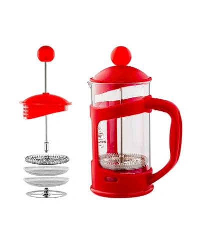 Ovente French Press 12 oz Coffee Tea Maker In Red