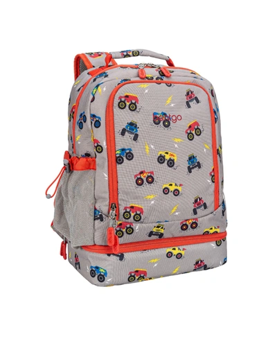 Bentgo Kids Prints 2-in-1 Backpack And Insulated Lunch Bag - Trucks In Gray And Red