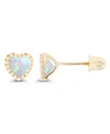 MACY'S CREATED WHITE OPAL HEART SCREWBACK EARRINGS IN STERLING SILVER (ALSO IN 14K ROSE GOLD OVER SILVER OR