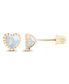 Macy's Created White Opal Heart Screwback Earrings In Sterling Silver (also In 14k Rose Gold Over Silver Or In Yellow