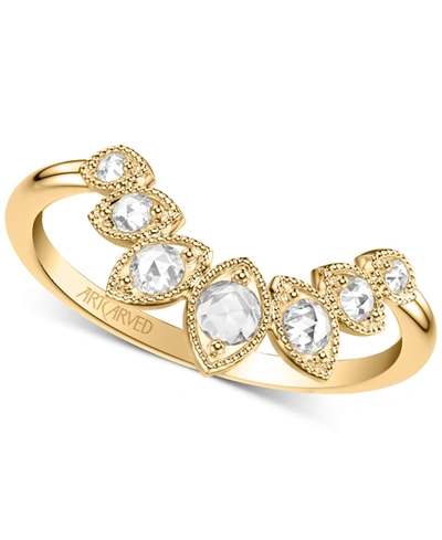 Art Carved Diamond Rose-cut Milgrain Wedding Band (1/5 Ct. T.w.) In 14k White, Yellow Or Rose Gold In Yellow Gold