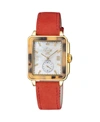 Gevril Gv2 Women's Bari Tortoise Red Leather Swiss Quartz Strap Watch 34 Mm In Gold-tone