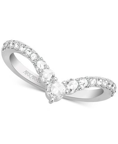 Art Carved Diamond Rose-cut Chevron Band (3/8 Ct. T.w.) In 14k White, Yellow Or Rose Gold In White Gold