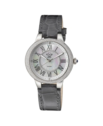 Gevril Gv2 Women's Astor Ii Gray Leather Swiss Quartz Strap Watch 36mm In Grey