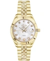 GEVRIL GV2 WOMEN'S NAPLES GOLD-TONE ION PLATING SWISS QUARTZ BRACELET WATCH 34 MM