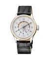 Gevril Gv2 Men's Giromondo Black Leather Swiss Quartz Strap Watch 42 Mm In Silver-tone