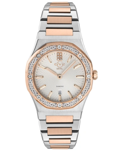 Gevril Gv2 Women's Palmanova Two-tone Stainless Steel And Ion Plating Swiss Quartz Bracelet Watch 33mm In Silver-tone