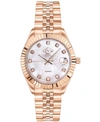 GEVRIL GV2 WOMEN'S NAPLES ROSE-TONE ION PLATING SWISS QUARTZ BRACELET WATCH 34 MM