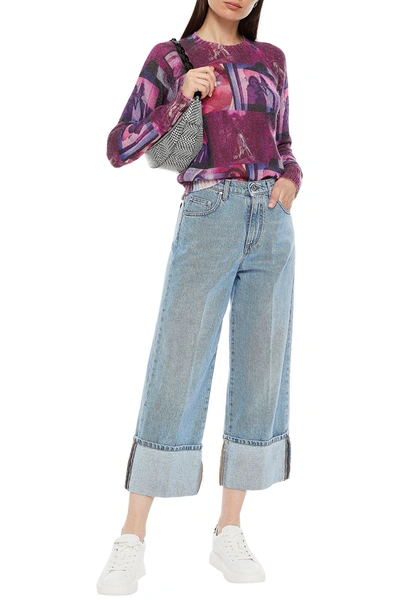 Msgm Printed Mohair And Silk-blend Jumper In Multi