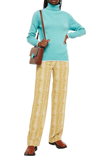 Msgm Embroidered Neon Wool And Cashmere-blend Turtleneck Jumper