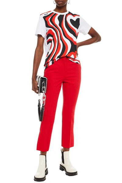 Msgm Crepe Bootcut Trousers In Blue