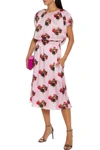 ADAM LIPPES RUFFLE-TRIMMED FLORAL-PRINT HAMMERED-SILK MIDI DRESS,3074457345627647765