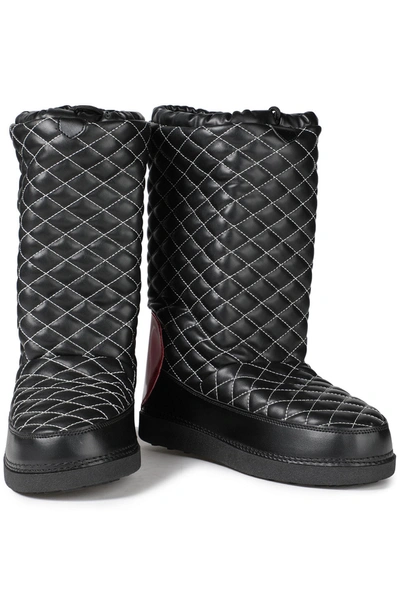 Love Moschino Appliquéd Quilted Faux Leather Snow Boots In Black