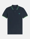 Fred Perry Twin Tipped Slim Fit Polo In Navy Blue