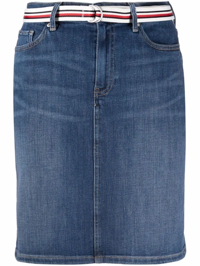 Tommy Jeans Rome High-rise Straight Denim Skirt In Blue