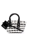 Balenciaga Black And White Bistro Basket Xxs Faux Leather Tote Bag In Optic White