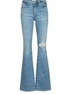 Frame Le High Flare Distressed High-rise Flared Jeans In Blue