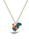 PRAGNELL 18KT YELLOW GOLD ZODIAC ROOSTER PENDANT NECKLACE