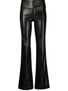 Alice And Olivia Olivia Black Flared Faux Leather Trousers In Black
