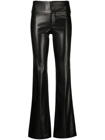Alice And Olivia Olivia Black Flared Faux Leather Trousers
