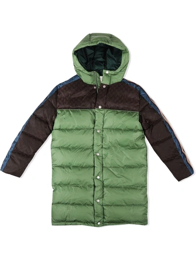 Gucci Kids' Padded Hooded Coat In Green