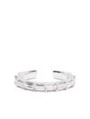 White Bird 18kt White Gold Baguette Diamond Ear Cuff In Silver