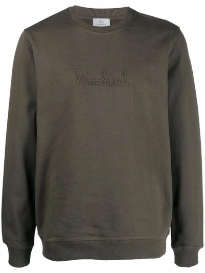 Woolrich Debossed-logo Sweatshirt In Verde