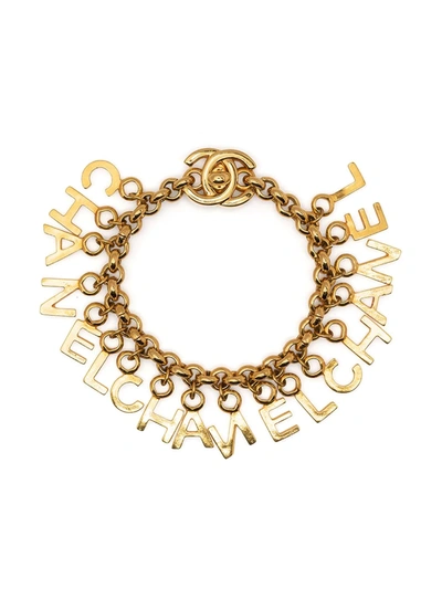 Pre-owned Chanel 1996 Cc Logo Lettering Bracelet In Gold