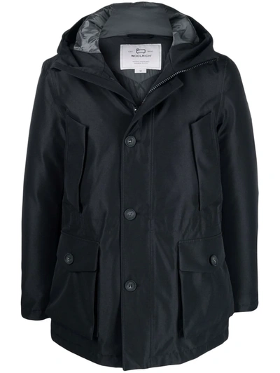 Woolrich Hooded Duck-feather Padded Jacket In Black