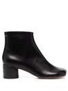 Mm6 Maison Margiela Calfskin Block-heel Ankle Boots In Black
