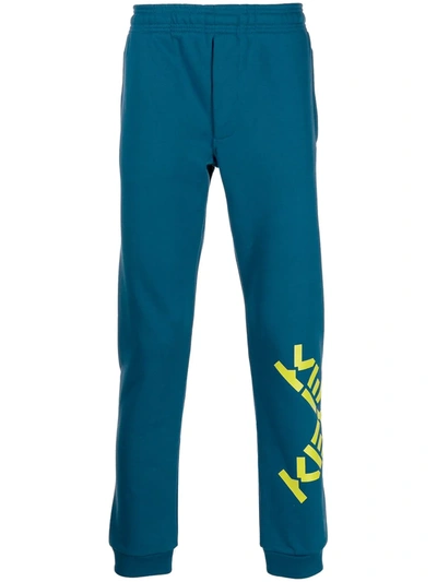 Kenzo Mens Ink Sport Logo-print Cotton-blend Jersey Jogging Bottoms S In Blue